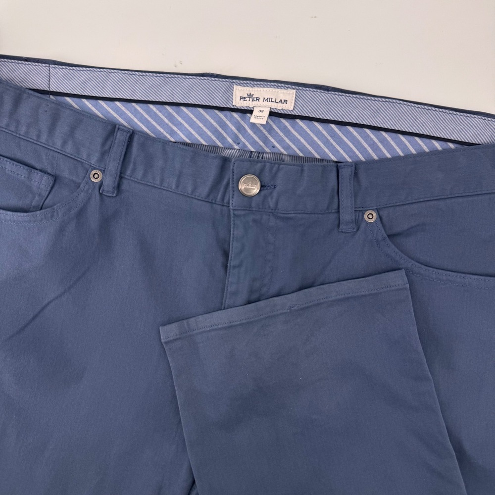 Peter Millar 5-Pocket Pants Mens 38 Blue Cotton Modal Stretch Straight 10014